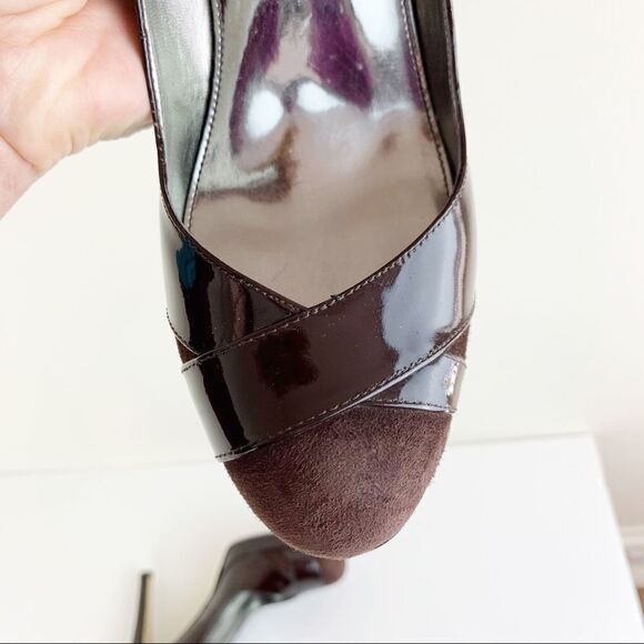 Marc Fisher Brown Patent/Suede Platform Heels - Picture 6 of 8